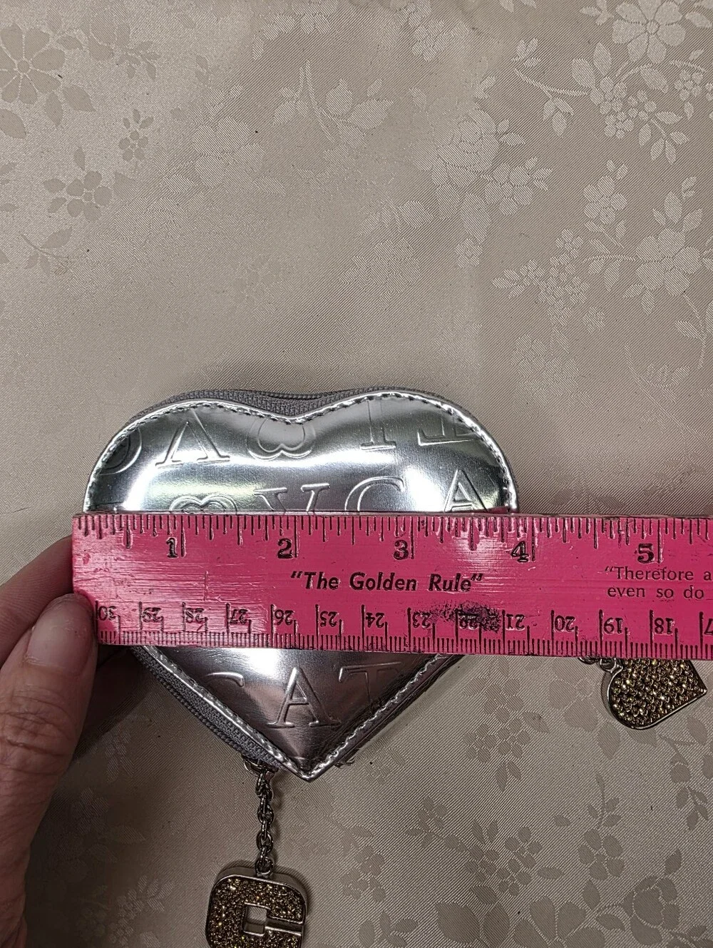 Lovcat Paris Valentine Ltd Silver Metallic Heart Coin Purse Wallet Y2K Coquette